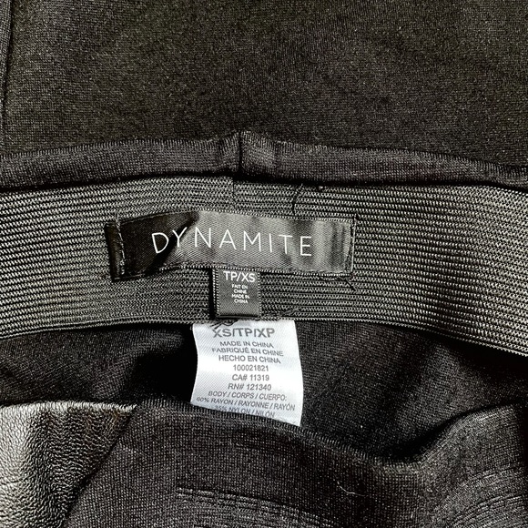 Dynamite Body Con Mini Skirt Black with Faux Leather Sides Size XS - Picture 5 of 5